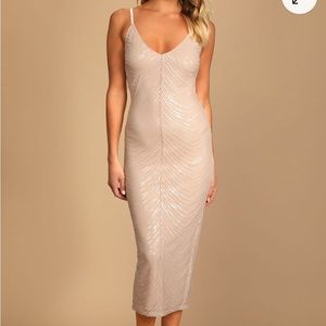 Like a Movie Star Blush Sequin Bodycon Midi Dress